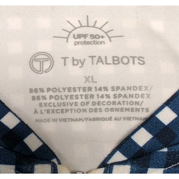 T by Talbots Full Zip Jacket Womens XL Navy White Check Activewear Pockets UPF - Picture 7 of 12